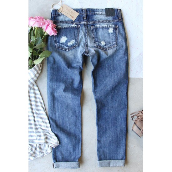 Sky Blue Letter Baseball Print Light Washed Distressed Jeans Sky Blue Letter Baseball Print Light Washed Distressed Jeans