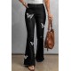 Black Butterfly Print Distressed Elastic High Waist Flare Jeans Black Butterfly Print Distressed Elastic High Waist Flare Jeans