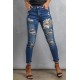 Easter Leopard Bunny Print Patchwork Distressed Skinny Jeans Easter Leopard Bunny Print Patchwork Distressed Skinny Jeans