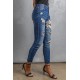 Easter Leopard Bunny Print Patchwork Distressed Skinny Jeans Easter Leopard Bunny Print Patchwork Distressed Skinny Jeans