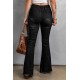 Black Rock Roll Wings Print Raw Hem Ripped Flare Jeans Black Rock Roll Wings Print Raw Hem Ripped Flare Jeans