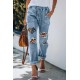 BE KIND Leopard Patches Distressed Jeans BE KIND Leopard Patches Distressed Jeans