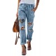 BE KIND Leopard Patches Distressed Jeans BE KIND Leopard Patches Distressed Jeans