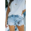 Sky Blue Dandelion High Rise Distressed Denim Shorts