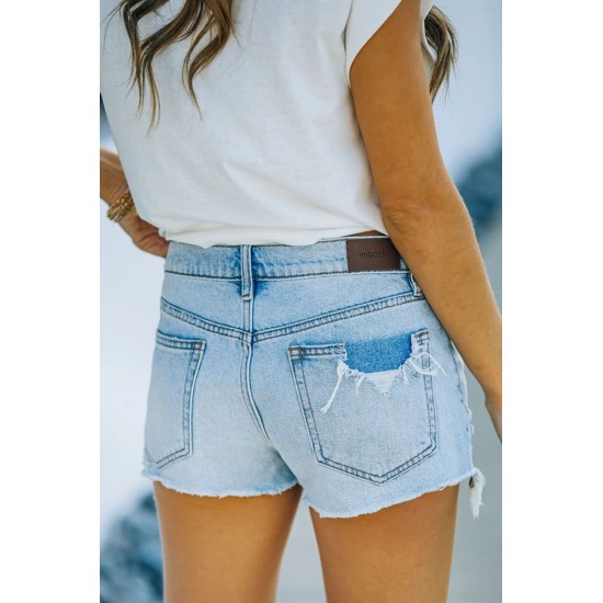 Sky Blue Dandelion High Rise Distressed Denim Shorts Sky Blue Dandelion High Rise Distressed Denim Shorts
