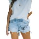 Sky Blue Dandelion High Rise Distressed Denim Shorts Sky Blue Dandelion High Rise Distressed Denim Shorts