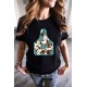 Solid Black Turquoise Cow Ox Horn Tag Graphic Tee Solid Black Turquoise Cow Ox Horn Tag Graphic Tee