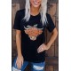 Black Cute Cattle Leopard O-Neck T-Shirt Black Cute Cattle Leopard O-Neck T-Shirt