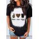 Black Peace Love Coffee Leopard Graphic Print Short Sleeve Tee Black Peace Love Coffee Leopard Graphic Print Short Sleeve Tee