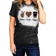 Black Peace Love Coffee Leopard Graphic Print Short Sleeve Tee Black Peace Love Coffee Leopard Graphic Print Short Sleeve Tee