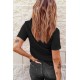 Black Letters Print Rolled Sleeve T-shirt Black Letters Print Rolled Sleeve T-shirt