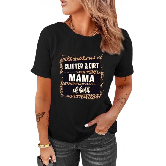Black Letters Print Rolled Sleeve T-shirt Black Letters Print Rolled Sleeve T-shirt