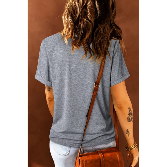 Gray Casual Letter Bunny Print Short Sleeve T Shirt Gray Casual Letter Bunny Print Short Sleeve T Shirt