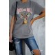 Gray ROCK AND ROLL Guitar Print Short Sleeve Graphic Tee Gray ROCK AND ROLL Guitar Print Short Sleeve Graphic Tee