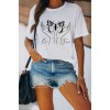 White Be Free Gesture Butterfly Print Short Sleeve Graphic Tee