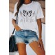 White Be Free Gesture Butterfly Print Short Sleeve Graphic Tee White Be Free Gesture Butterfly Print Short Sleeve Graphic Tee