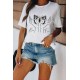 White Be Free Gesture Butterfly Print Short Sleeve Graphic Tee White Be Free Gesture Butterfly Print Short Sleeve Graphic Tee