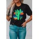 Black Cactus Serape Printed T Shirt Black Cactus Serape Printed T Shirt