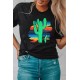 Black Cactus Serape Printed T Shirt Black Cactus Serape Printed T Shirt