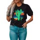 Black Cactus Serape Printed T Shirt Black Cactus Serape Printed T Shirt