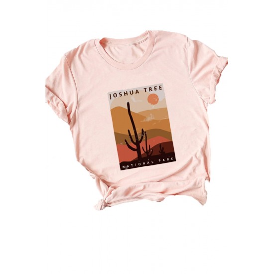 Pink JOSHUA TREE Graphic Print Short Sleeve Graphic Tee Pink JOSHUA TREE Graphic Print Short Sleeve Graphic Tee