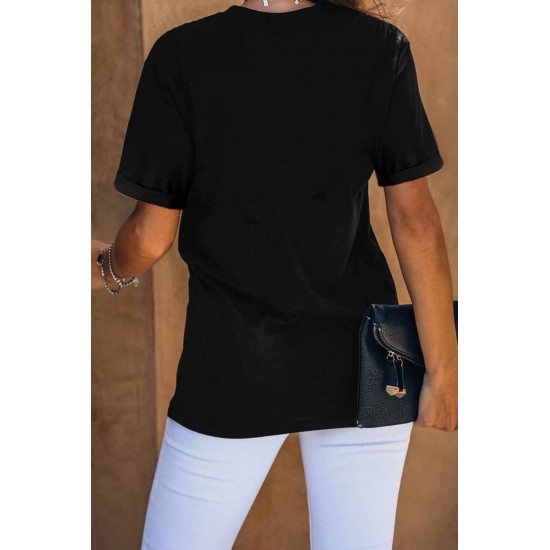 Black Casual Pick Up Truck Print Graphic Tee Black Casual Pick Up Truck Print Graphic Tee