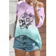Purple Skull & Floral Print Ombre T Shirt Purple Skull & Floral Print Ombre T Shirt