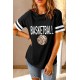 Black BASKETBALL Leopard Graphic Print Striped Short Sleeve T Shirt Black BASKETBALL Leopard Graphic Print Striped Short Sleeve T Shirt