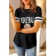 Black BASKETBALL Leopard Graphic Print Striped Short Sleeve T Shirt Black BASKETBALL Leopard Graphic Print Striped Short Sleeve T Shirt