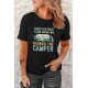 Black CAMPER Letter Car Graphic Print Short Sleeve Tee Black CAMPER Letter Car Graphic Print Short Sleeve Tee