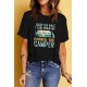 Black CAMPER Letter Car Graphic Print Short Sleeve Tee Black CAMPER Letter Car Graphic Print Short Sleeve Tee