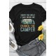 Black CAMPER Letter Car Graphic Print Short Sleeve Tee Black CAMPER Letter Car Graphic Print Short Sleeve Tee