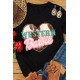 Black WESTERN Barbie Heart Shape Print Short Sleeve T Shirt Black WESTERN Barbie Heart Shape Print Short Sleeve T Shirt