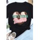 Black WESTERN Barbie Heart Shape Print Short Sleeve T Shirt Black WESTERN Barbie Heart Shape Print Short Sleeve T Shirt