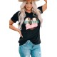 Black WESTERN Barbie Heart Shape Print Short Sleeve T Shirt Black WESTERN Barbie Heart Shape Print Short Sleeve T Shirt