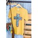 Yellow Western Cross Graphic Print Short Sleeve T Shirt Yellow Western Cross Graphic Print Short Sleeve T Shirt