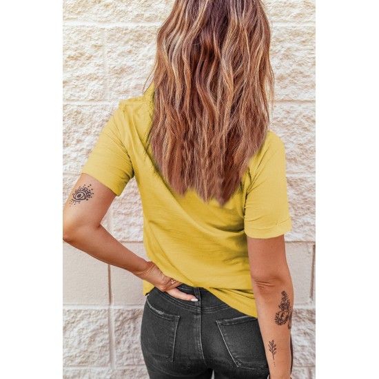 Yellow Western Cross Graphic Print Short Sleeve T Shirt Yellow Western Cross Graphic Print Short Sleeve T Shirt