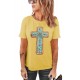 Yellow Western Cross Graphic Print Short Sleeve T Shirt Yellow Western Cross Graphic Print Short Sleeve T Shirt