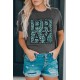 Gray PRAY Leopard Print Round Neck Short Sleeve T Shirt Gray PRAY Leopard Print Round Neck Short Sleeve T Shirt
