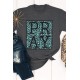 Gray PRAY Leopard Print Round Neck Short Sleeve T Shirt Gray PRAY Leopard Print Round Neck Short Sleeve T Shirt