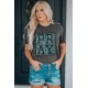 Gray PRAY Leopard Print Round Neck Short Sleeve T Shirt Gray PRAY Leopard Print Round Neck Short Sleeve T Shirt