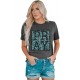 Gray PRAY Leopard Print Round Neck Short Sleeve T Shirt Gray PRAY Leopard Print Round Neck Short Sleeve T Shirt