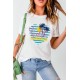White Hello Summer Plant Heart Shape Print Short Sleeve T Shirt White Hello Summer Plant Heart Shape Print Short Sleeve T Shirt
