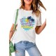 White Hello Summer Plant Heart Shape Print Short Sleeve T Shirt White Hello Summer Plant Heart Shape Print Short Sleeve T Shirt