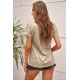 Khaki Letter Print Folded Sleeve T-shirt Khaki Letter Print Folded Sleeve T-shirt