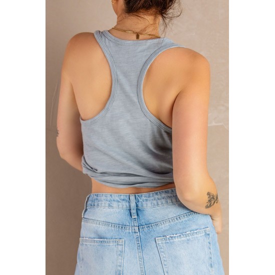 Gray Leopard Clover Heart Print Sleeveless Top Gray Leopard Clover Heart Print Sleeveless Top