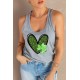Gray Leopard Clover Heart Print Sleeveless Top Gray Leopard Clover Heart Print Sleeveless Top