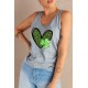 Gray Leopard Clover Heart Print Sleeveless Top Gray Leopard Clover Heart Print Sleeveless Top