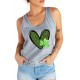 Gray Leopard Clover Heart Print Sleeveless Top Gray Leopard Clover Heart Print Sleeveless Top