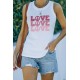 White Casual Love Letter Colorblock Tank Top White Casual Love Letter Colorblock Tank Top